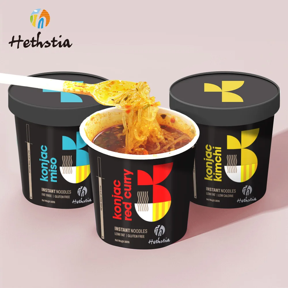 Private label Instant Odorless Low-carb Asian-inspired Red Curry Konjac Cup Noodles
