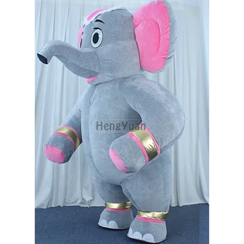 Hengyuan Plush Giant Gray Elephant Inflatable Costumes for Advertising Custom Inflatable Animal Mascot Suits For Wedding Decor