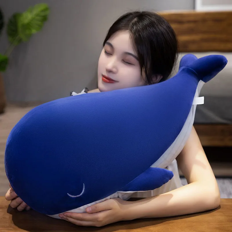 Hot Saling Cartoon Blue Whale Plush Toys Stuffed Lovely Sea Animal Plushies Doll Cute Fish Sleeping Pillow for Kids Gift
