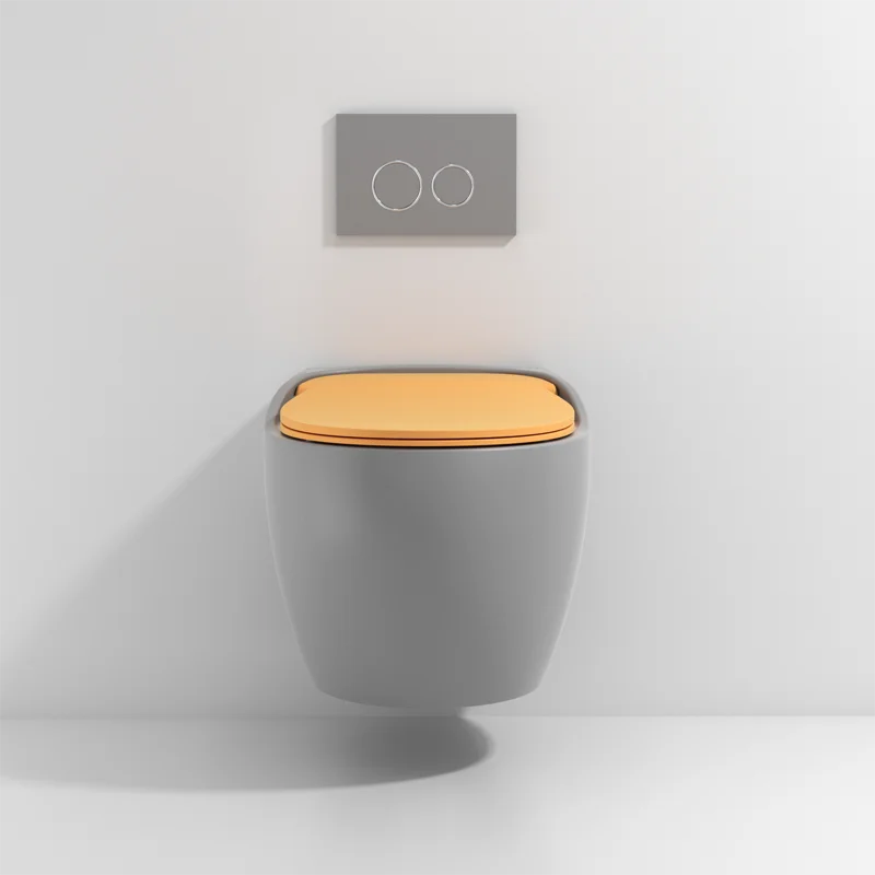 Европейский современный туалет без оправы для ванной комнаты сантехника матовый цвет керамический настенный унитаз