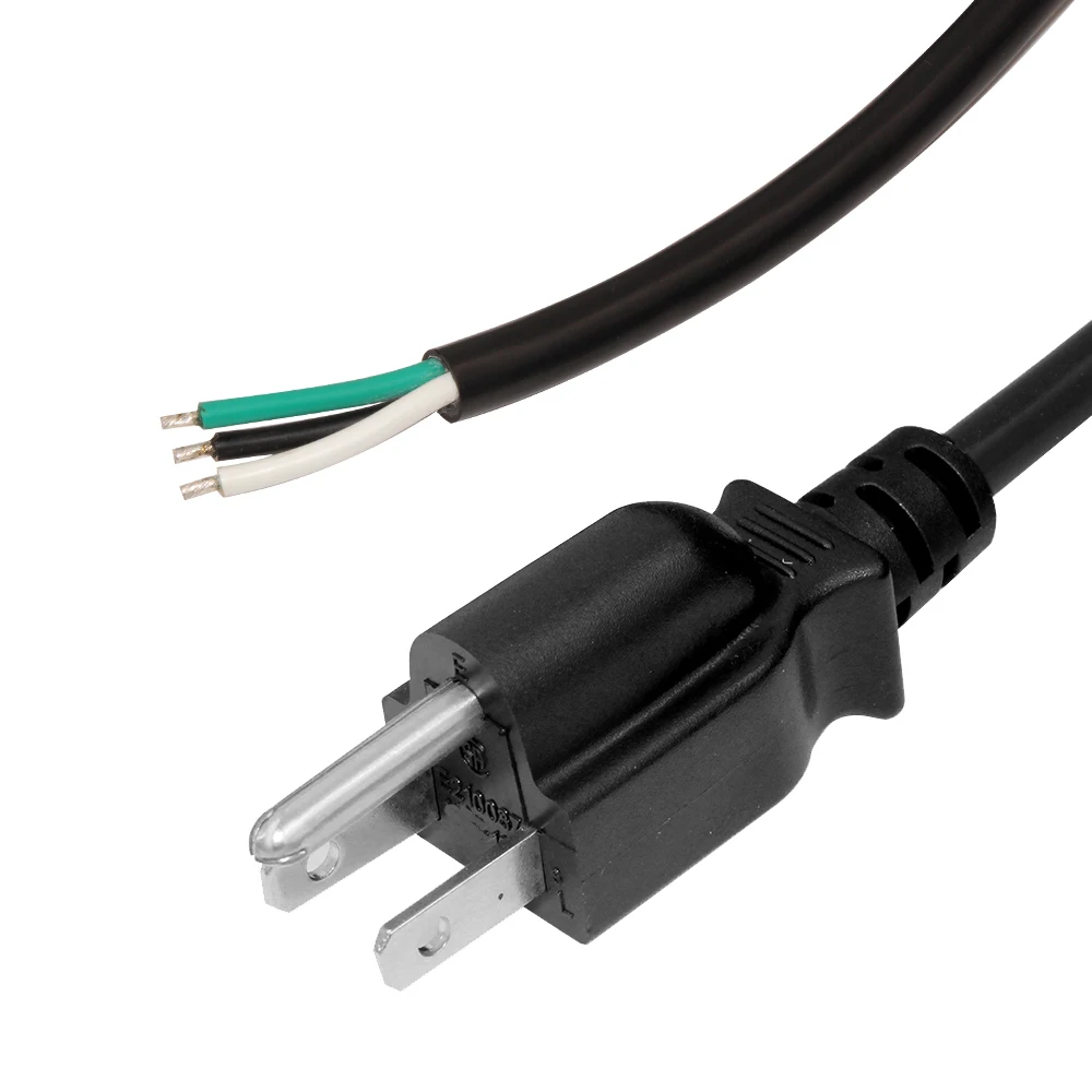 Черный компьютер полосы Open End Ac Plug Кабель 3 булавки разъем США Мужской электрический прибор мощность шнур