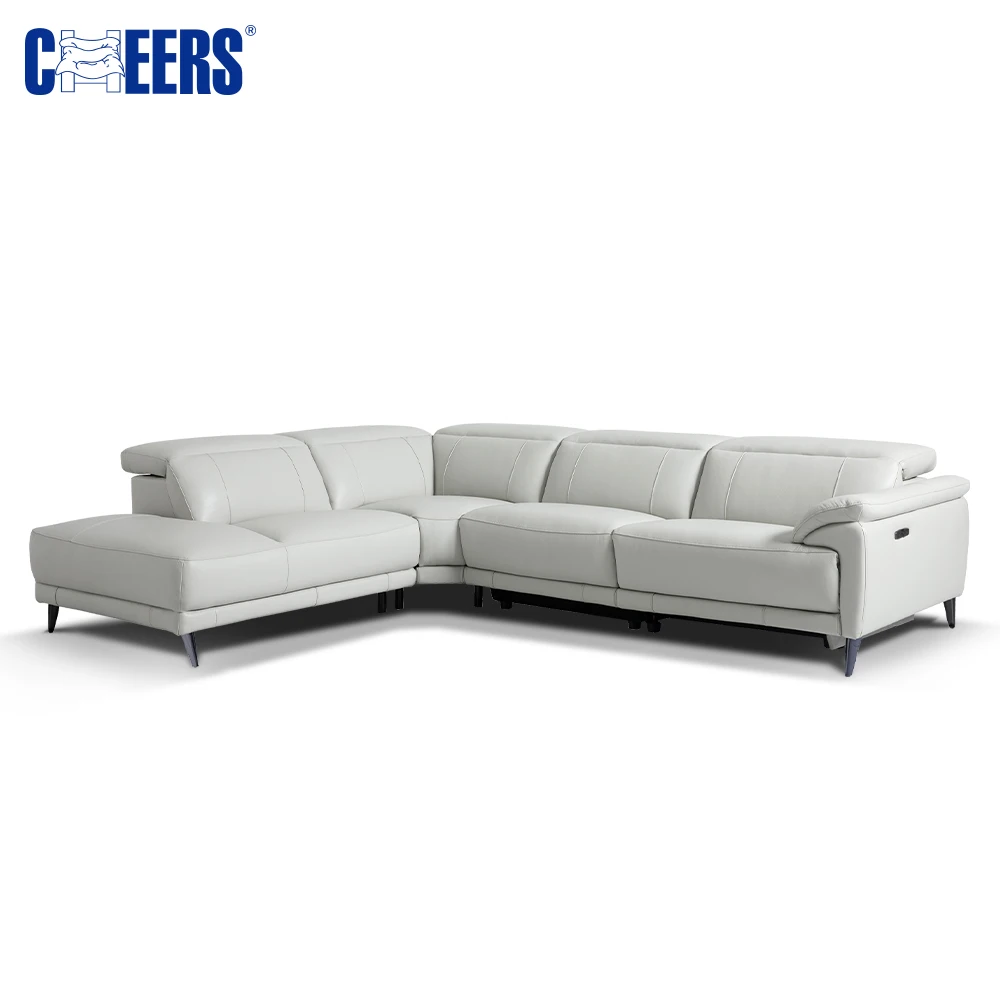 MANWAH CHEERS Multifunctional Luxury Sofa Set Leather Corner Sofa With Usb Charger Living Room Furniture 4 Seater Sofa
