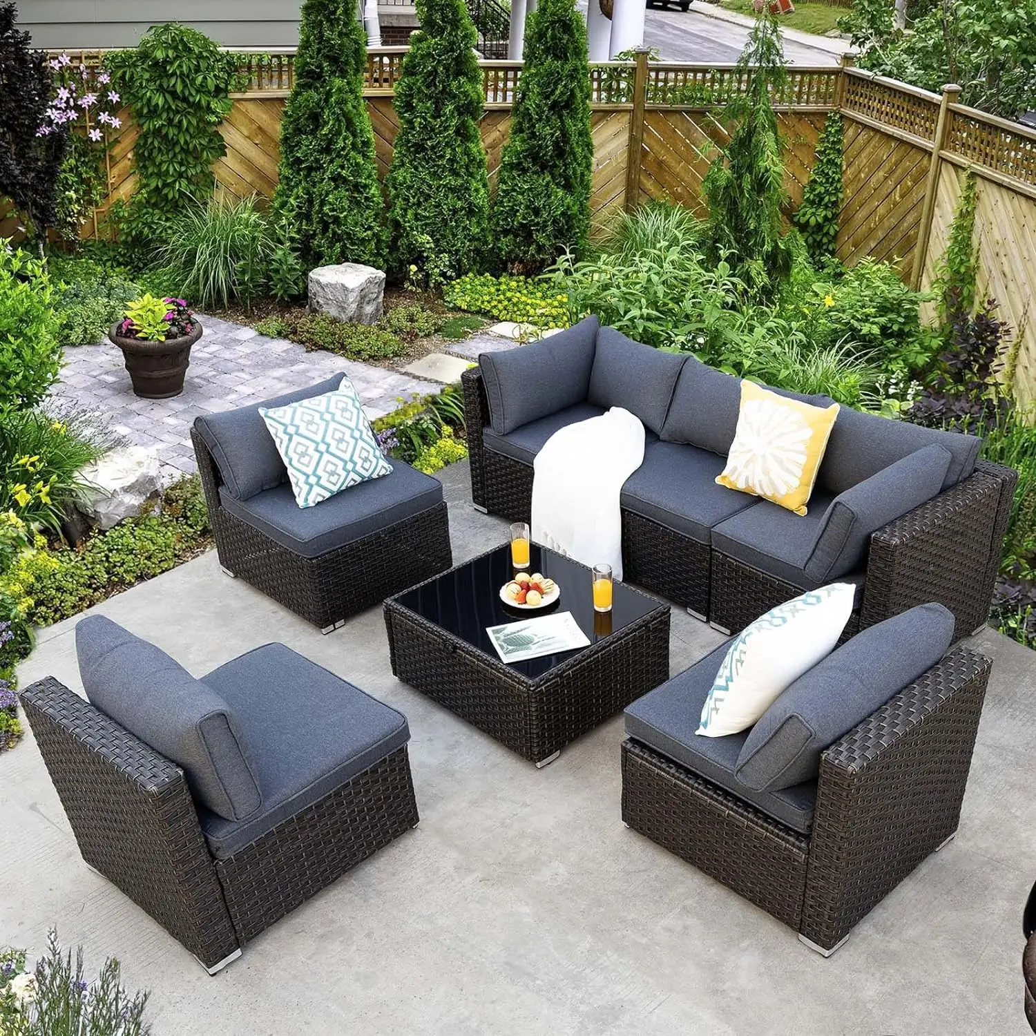 Уличный набор мебели современный алюминиевый садовый дворик мебельные наборы для дивана с противопожарным столом