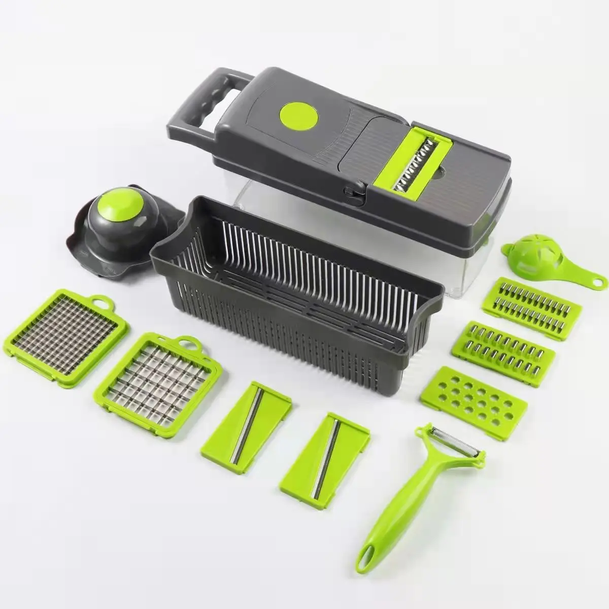 2023 Hot Selling Food Grade 14 in 1 Set Vegetable Grater Drain Basket Vegetable Cutter Multi-functional Vegetable Cutter