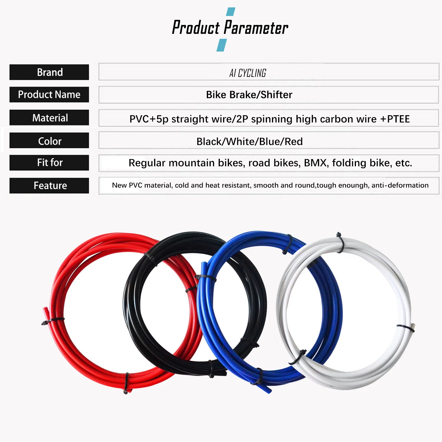 Wholesale 50M Bicycle Shift Cable 4mm/5mm Brake Shift Derailleur Brake Cable Colorful Shift Wire Line Bicycle Brake Cables