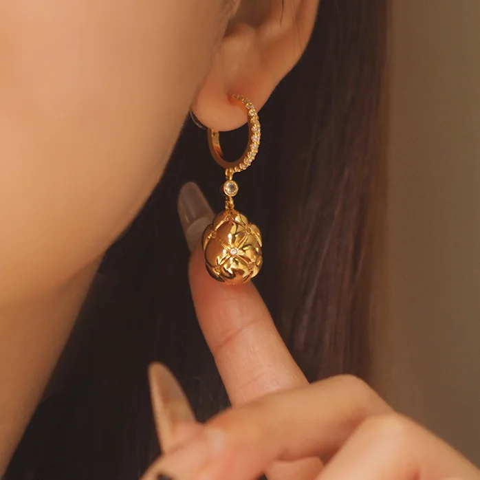 Faberge Easter egg diamond pendant earrings second-hand niche French earrings