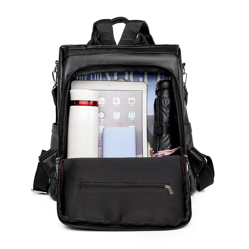 mini backpack women pu leather shoulder bag for teenage girls kids multi-function small bagpack female ladies school backpack