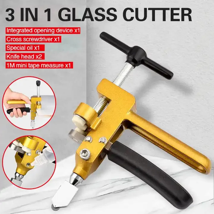 CHEVALIEROUS 3 in 1 Multifunction Glass Tile Cutter Tool Kit, Mirror Cutting Kit, Glass Running Pliers