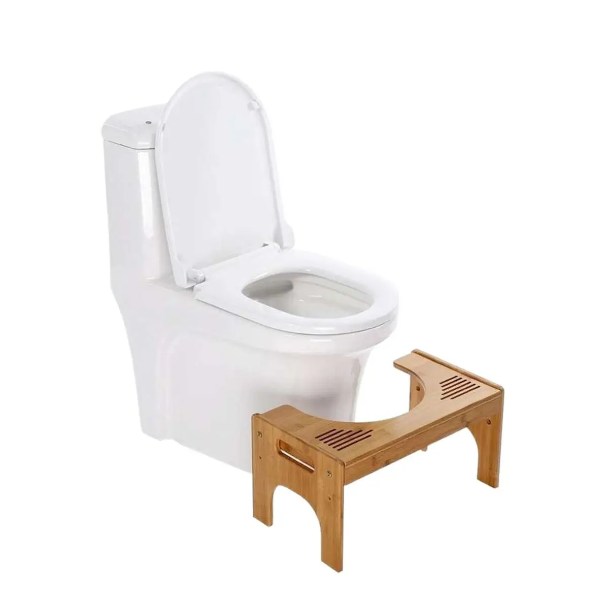 Custom Bamboo Squat Pan Potty Stool Wooden Bathroom Step Stool Bathroom Stool