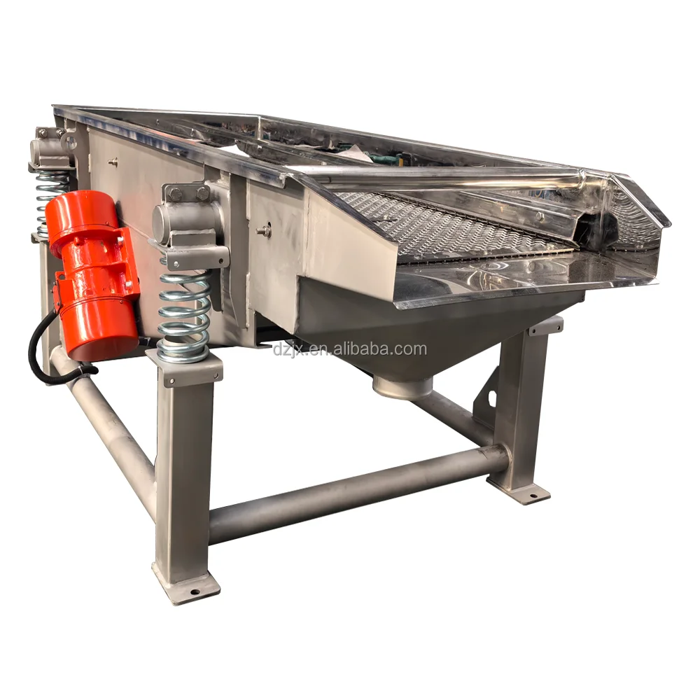 DZJX SUS Horizontal Linear Vibrating Screen Double Axis Vibro Mesh Sifter For Recycling Batteries Plant Silicon Powder Salt