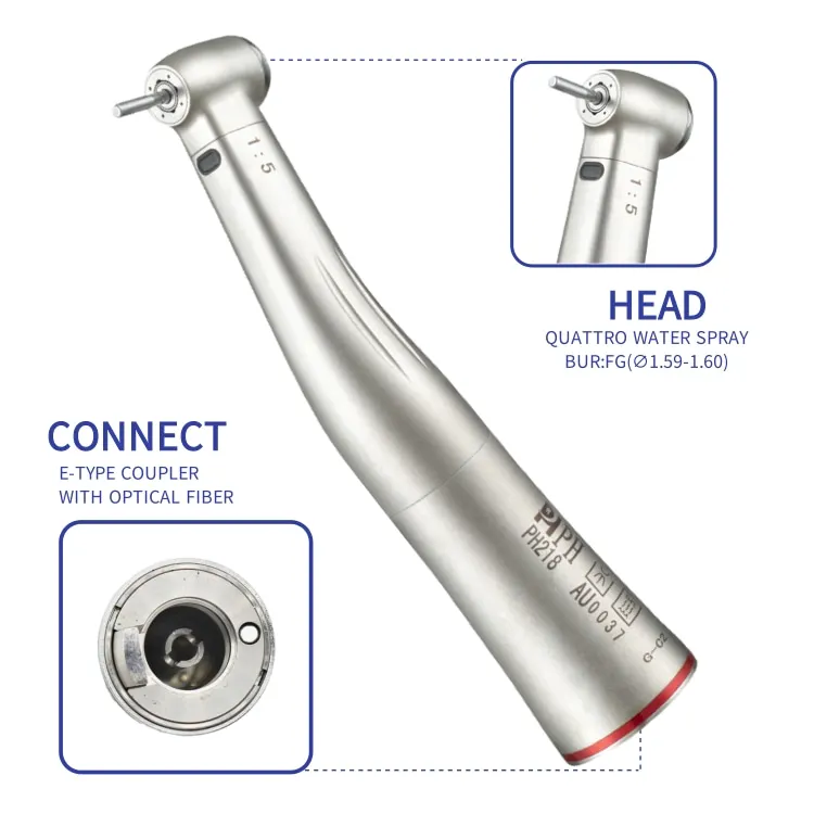 Red Ring 1:5 Contra Angle Led Speed Increasing Inner Channel Dental Contra Angle Handpiece