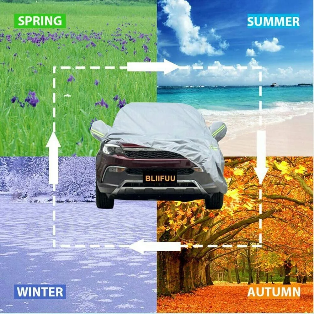 190T Polyester Fabric Exterior SUV Car Cover SUV Protection Cover Breathable Outdoor Indoor for All Season Waterproof Windproof
