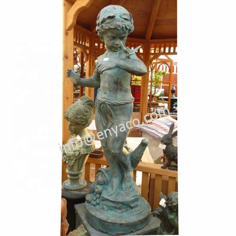 Large Metal Casting Outdoor Lawn Ornaments Angel Cherub Sculptures With Butterfly Garden Figure Statues