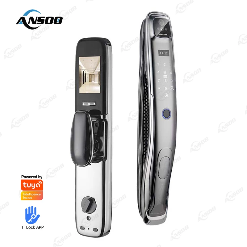 Commercial electronic locks home apartment tuya APP wifi remote fingerprint smart door lock wifi with 3d face recognition