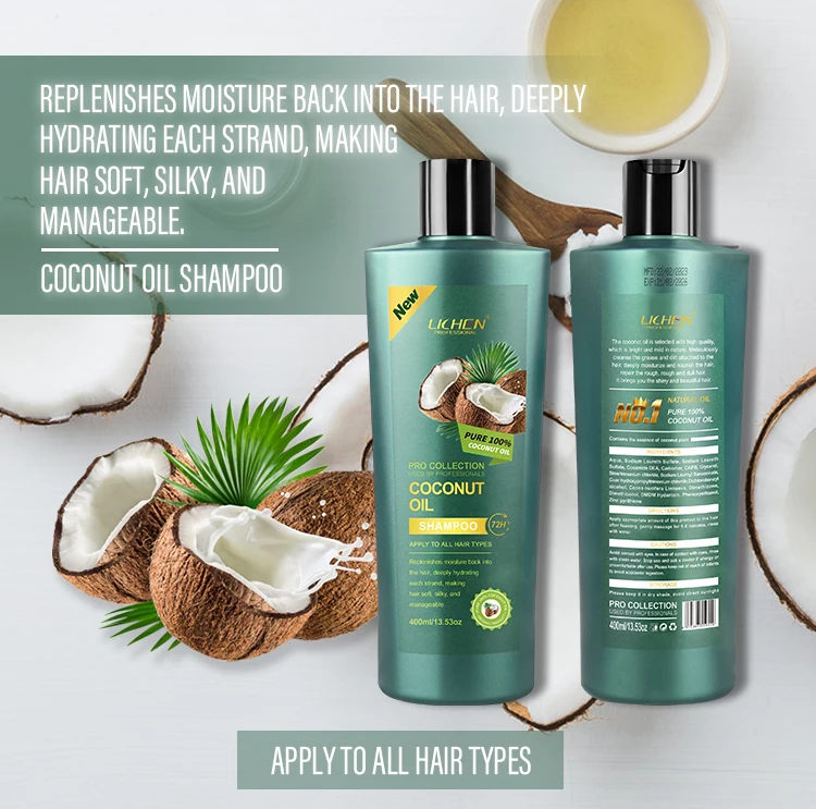 400ml Nourishing shampoo coconut hair shampoo Hydrating organic coconut oil shampoo for damaged hair