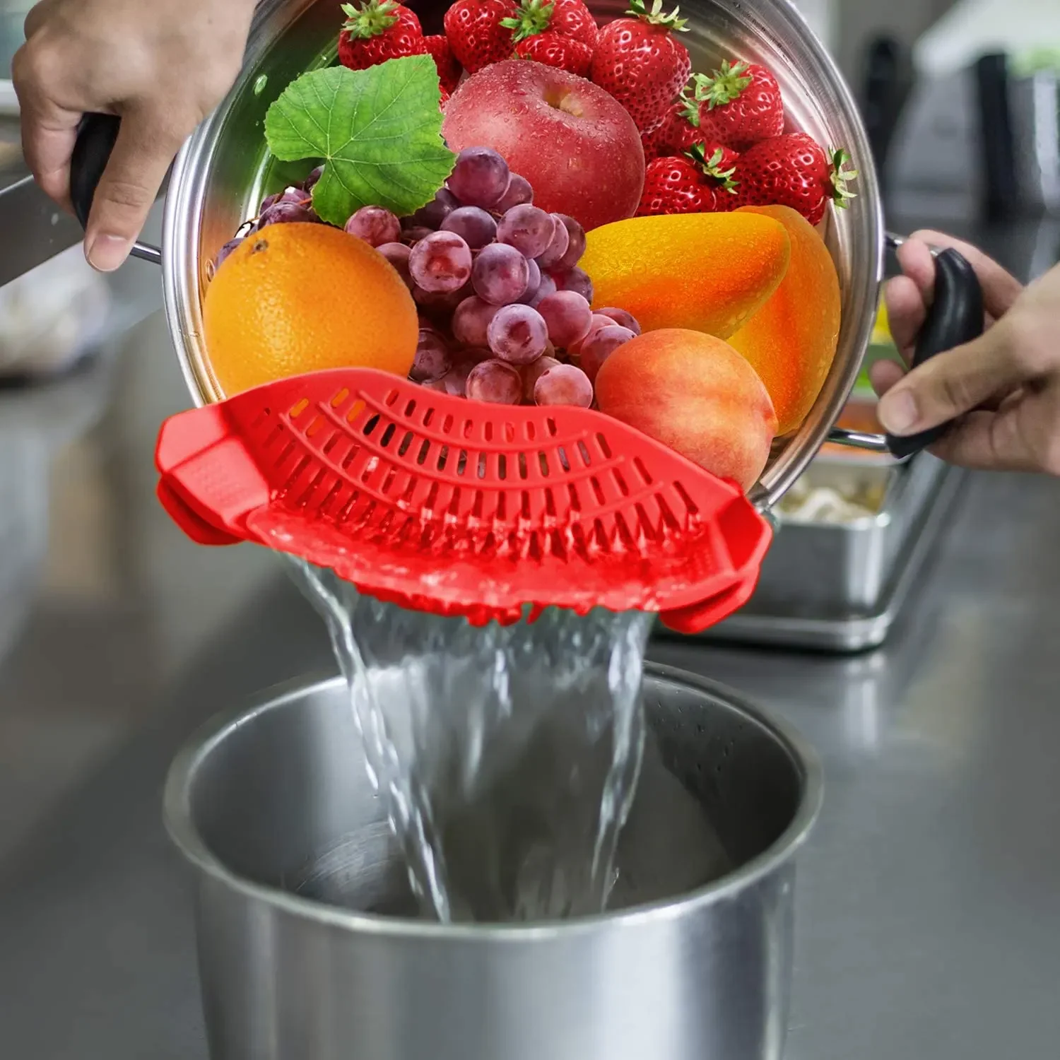 Newly designed food Filter Kitchen Vegetable noodle water filter clips fit all POTS and bowls