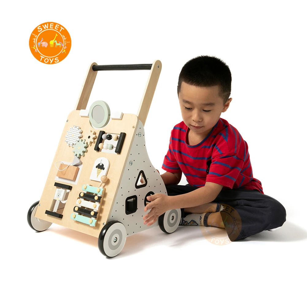 High quality educational multi-function push wooden baby walker with wheel Learning walker for Boys and Girls