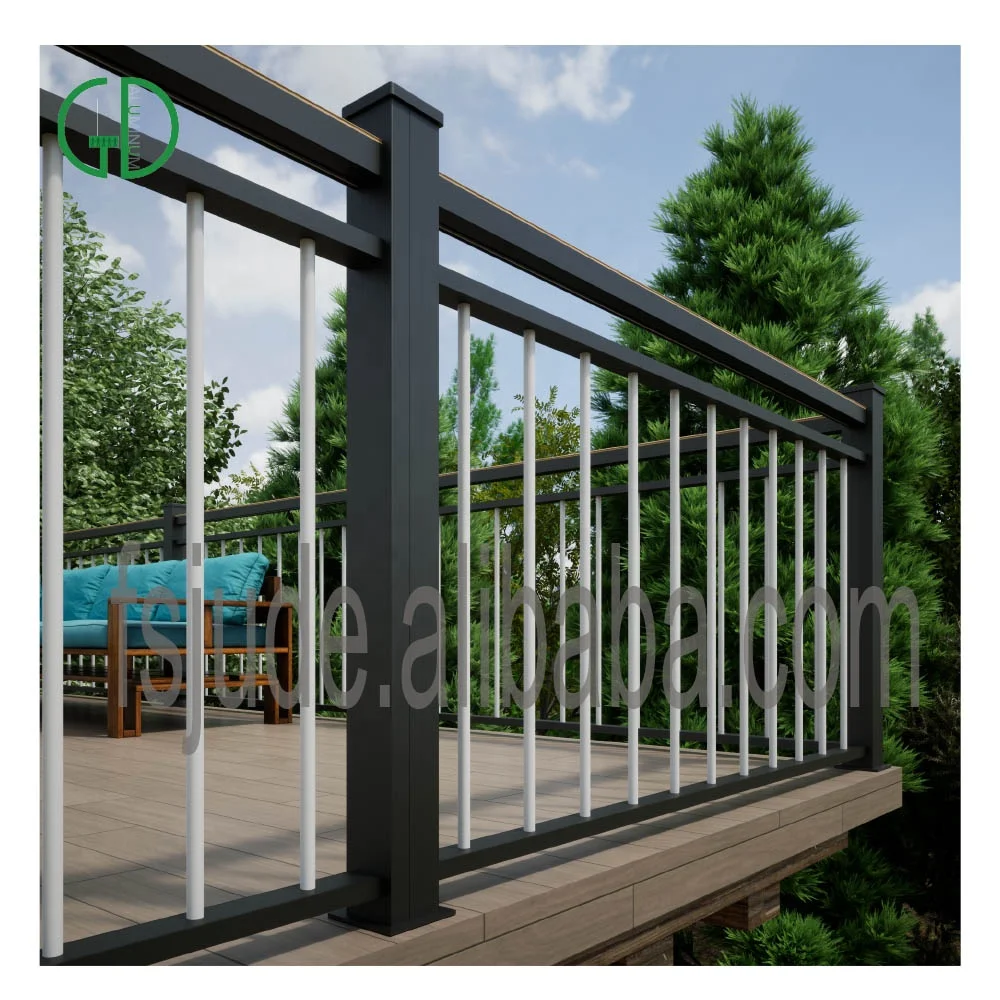 GD balustrade black aluminum terrace designs indoor outdoor stair french balcony railing