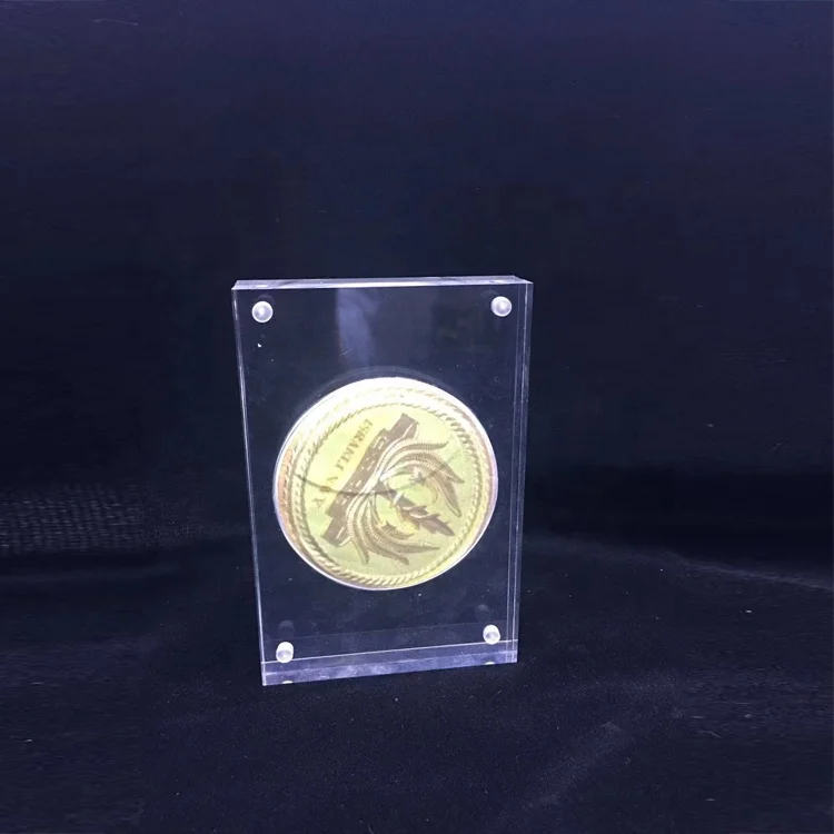 Factory supply high quality acrylic coin display rack stand customized design coin holder magnet display
