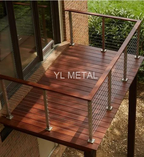 YL High Quality Balustrade Top Mounted Outdoor Balcony Handrail Deck Fence Terrace Wire Rope Post Cable Railing