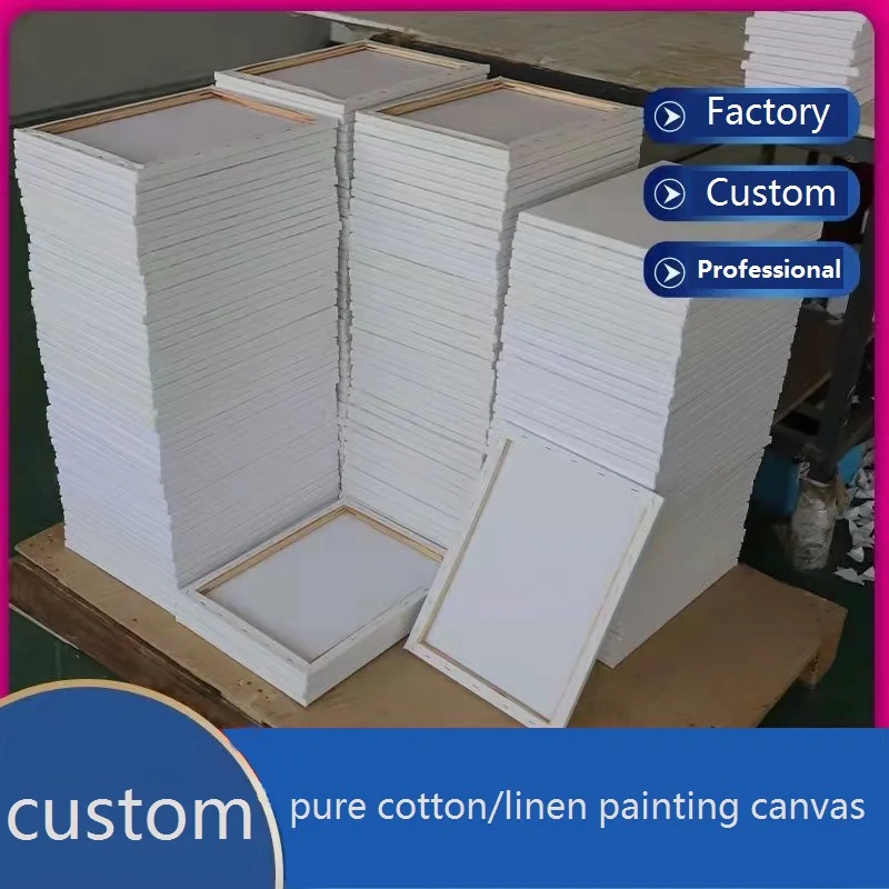 Wholesale Custom 100% Pure Cotton Stretched Canvas Artist Blank Painting Frame for Acrylic