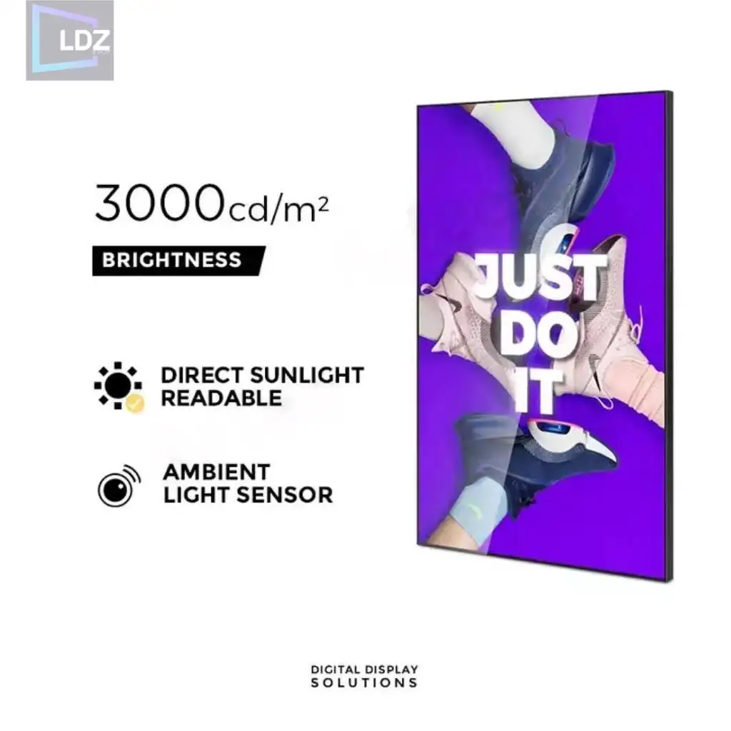 Shop 55 65 Inch 3000 Nit High Brightness Monitors Hanging Advertising Digital Signage Facing Window Lcd Screen Display