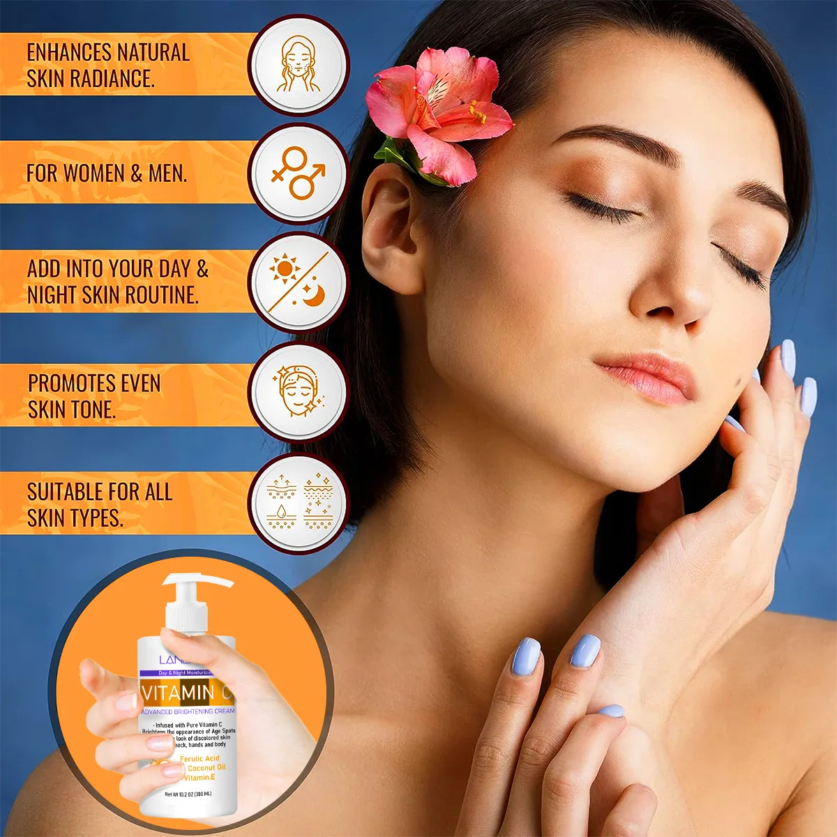 custom Private Label Vitamin C Body Cream Hydrate & Anti Wrinkle Cream Ferulic Acid Coconut Oil Whitening Vitamin C Body Lotion