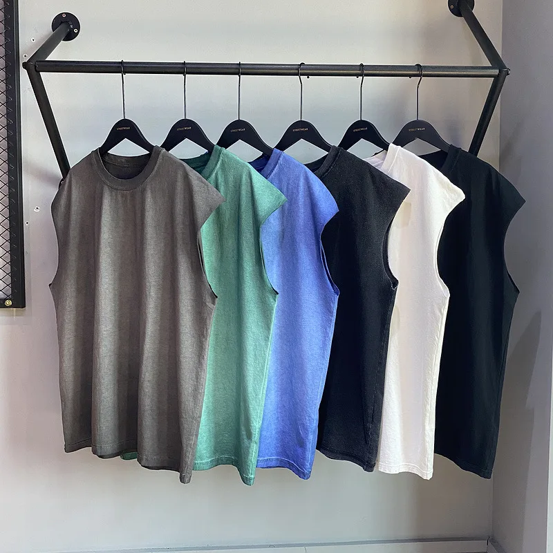 2023 индивидуальная 250 gsm летняя вафельная винтажная мужская повседневная майка для спортзала оптом