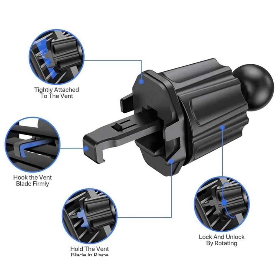 Car Phone Holder Universal Air Vent 360 Degree Rotation Car Phone Mount with One Button Release Compatible for iPhone Car Mount