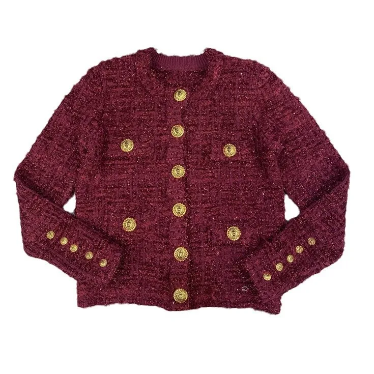 2025 New Arrival Autumn Round Collar Outerwear Long-sleeved Top Fashion Knitted Cardigan for Women