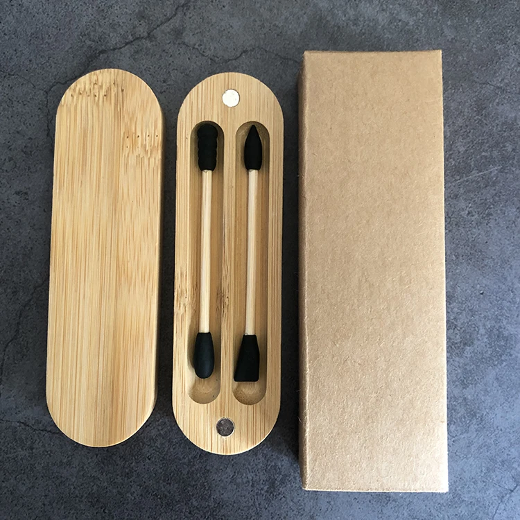 New concept silicone cotton buds double-head washable ear cleaning reusable bamboo cotton swabs Silicone Ear Swab