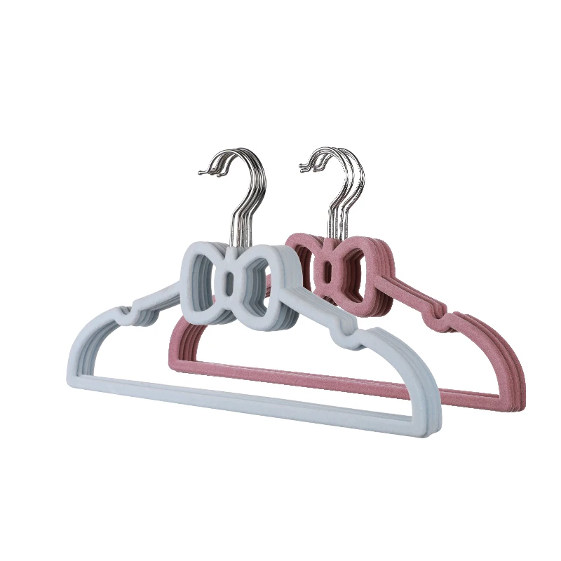 New Premium Quality Clothes Hangers Cute Kids Non-Slip Plastic Velvet Flocked Hangers Velvet Butterfly Style Clothes Hangers