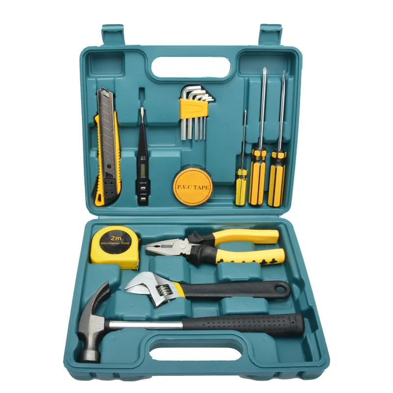 7PCS Tool Set General Household Toolkit with Toolbox Storage Case, Basic House DIY Tool Kit Set for Home Garage Office Use