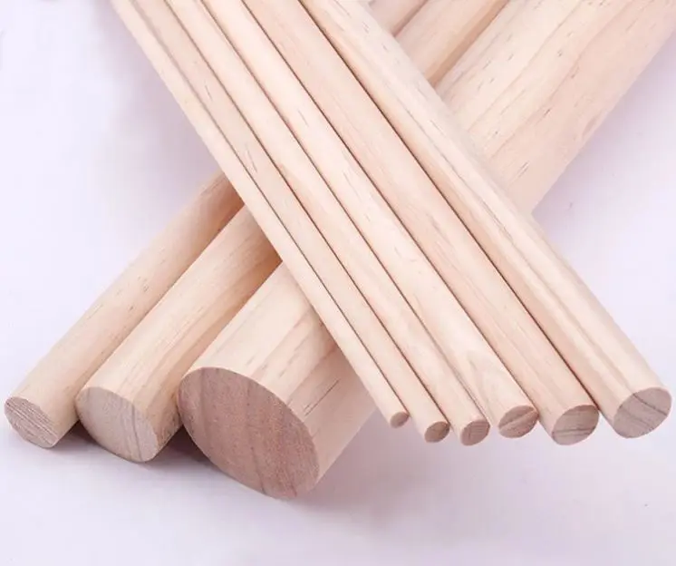 High Quality Wooden Dowel Rods Unifished Round Hardwood Wooden Sticks for DIY Wood Crafts