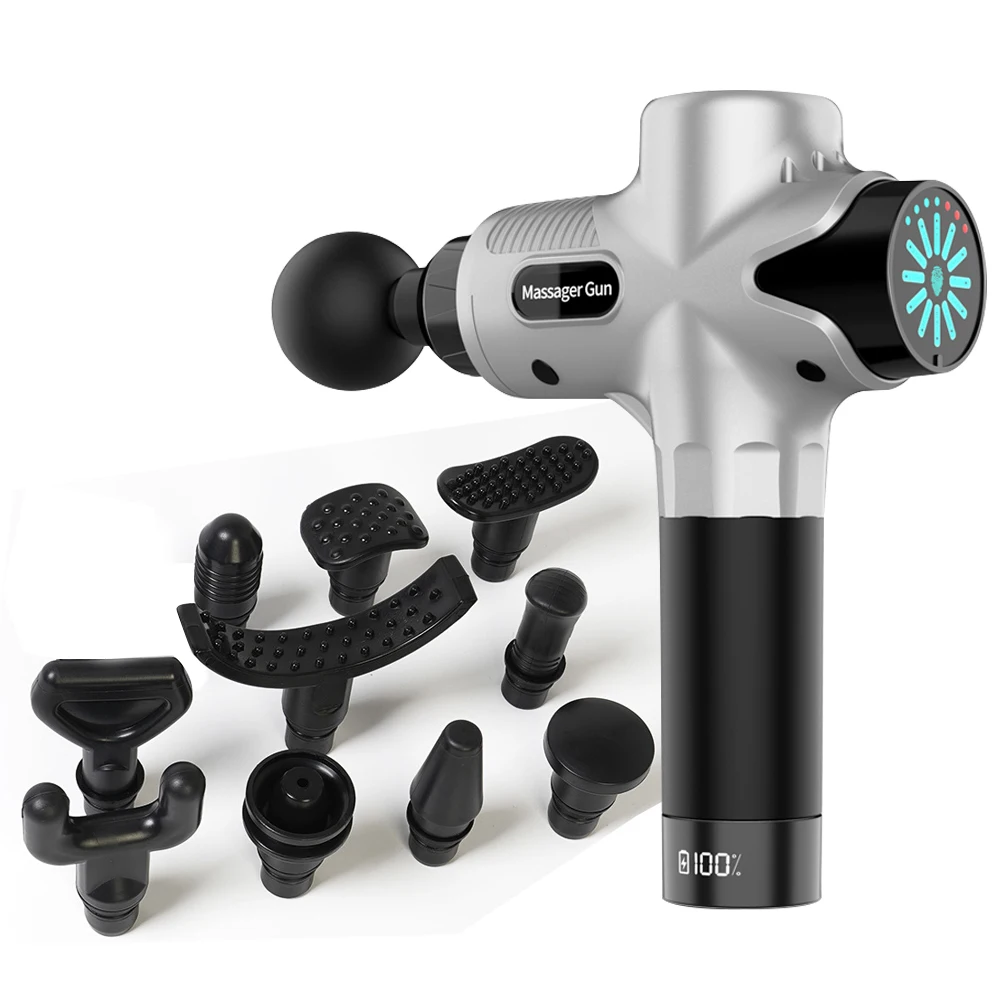 12 Speeds Deep Tissue Gun Massager Pistolet De Massage Professional Vibration Muscle Massage Gun with Lcd Screen