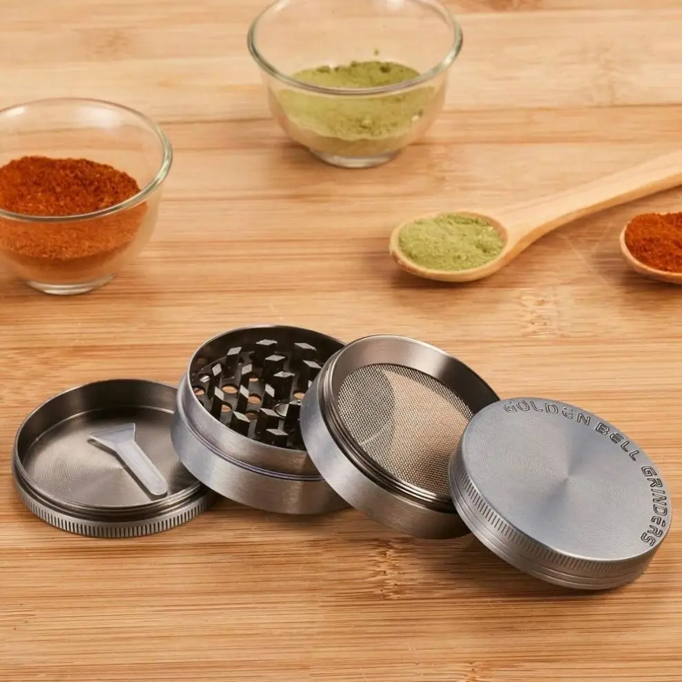 Golden Bell 4 Piece 2 Spice Herb Grinder