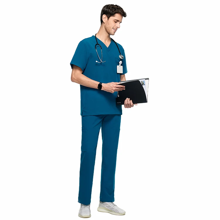 UK Warehouse Fast Shipping custom 9 pocket Medical Scrubs hospital doctor men scrub nurse uniform
