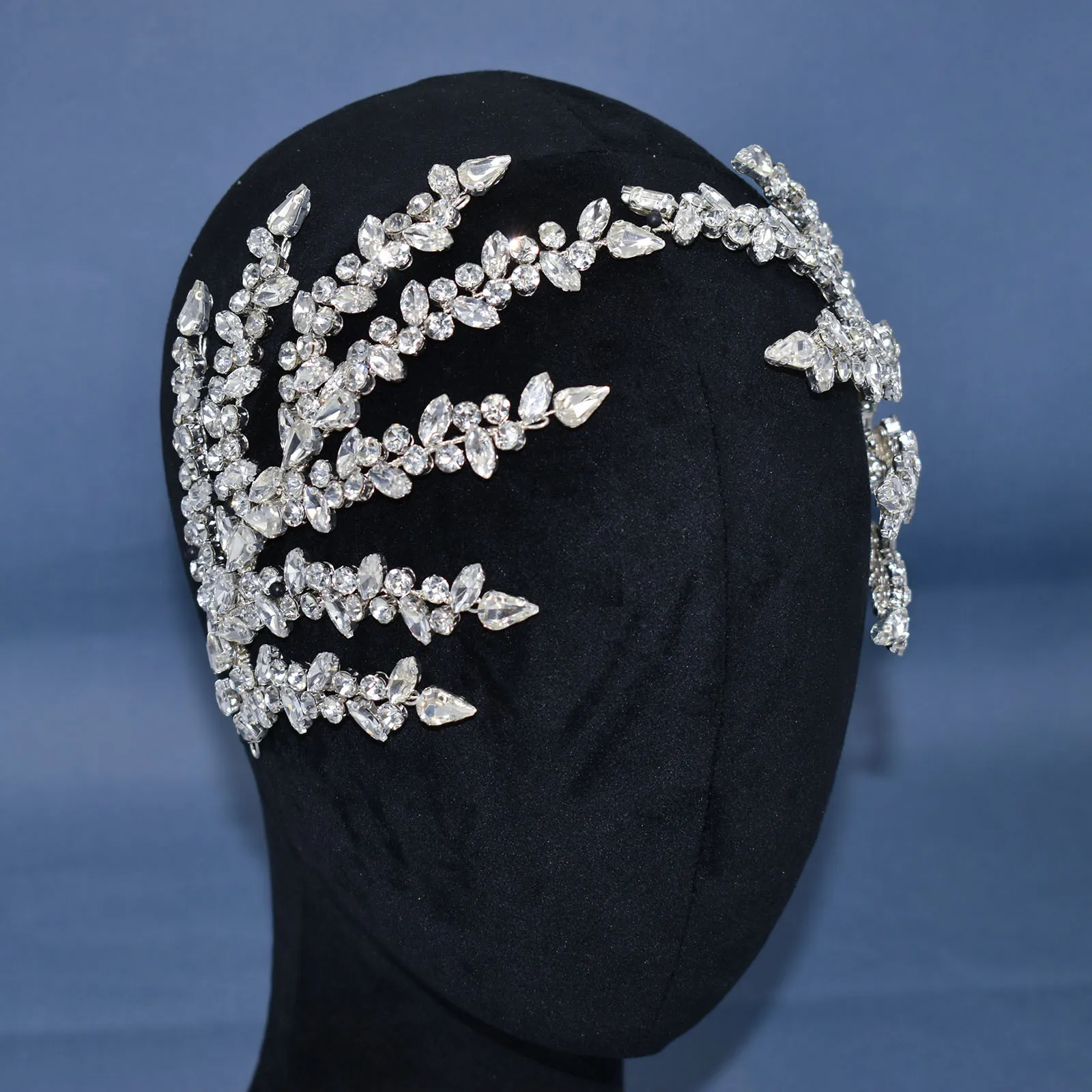 Луоксин ручной работы со стразами и листьями украшения для волос с кристаллами Свадебные аксессуары невесты повязка на голову