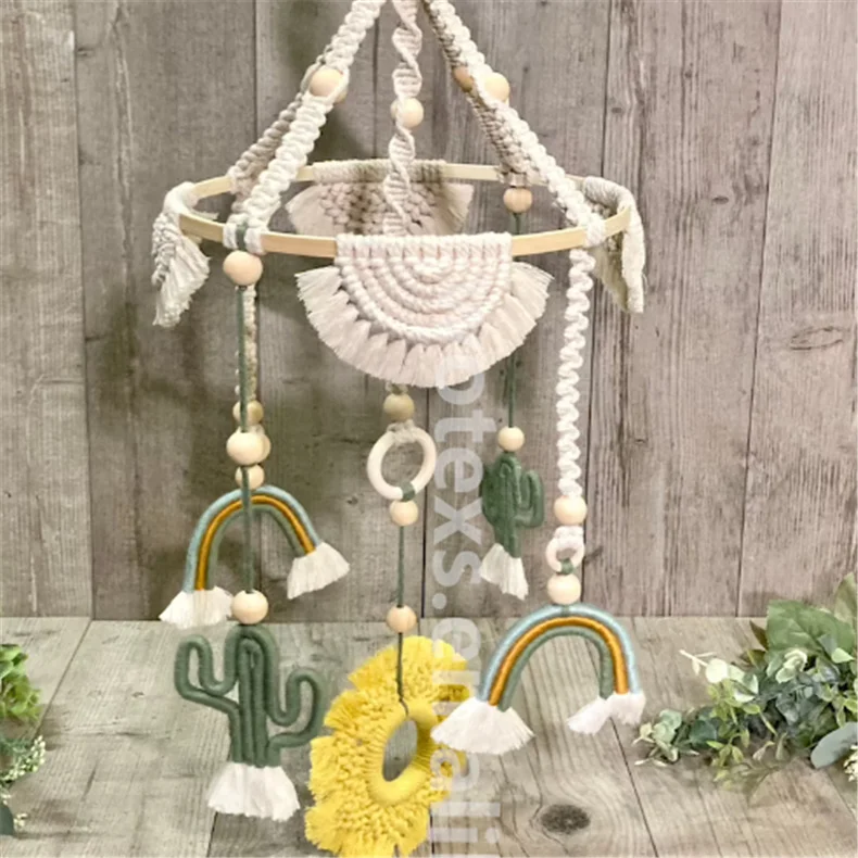 BM027 Hot sale Unique gift for new born Angels Boho baby mobile For nursery room Macrame mobile Baby shower