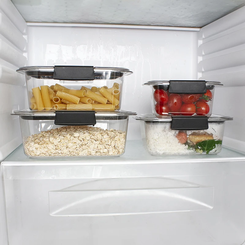 Custom Clear Plastic Kids Storage Lunch Box Pantry Fridge Kitchen Airtight Food Storage Container Set with Lid