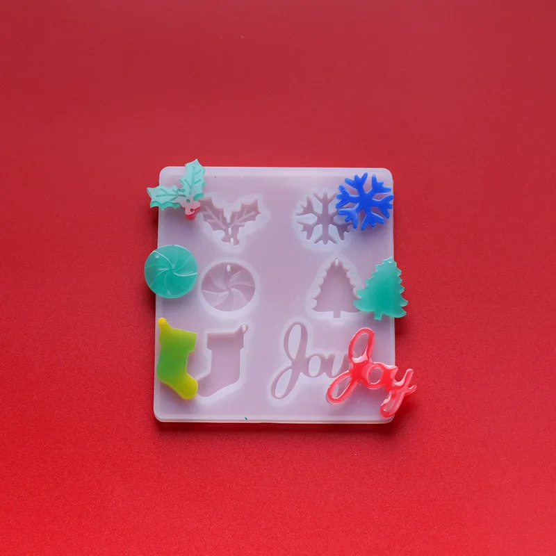 S1013 new christmas decoration tree snowflake resin silicone mold for holiday earrings pendants