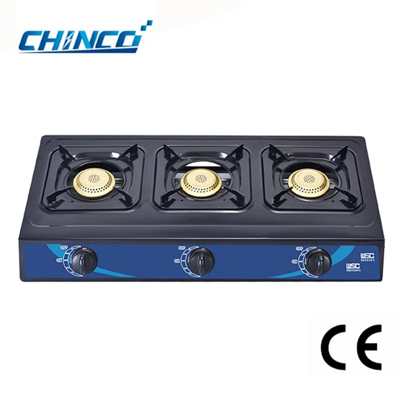 Wok 3 Burner Head Auto Ignition Stainless Steel Automatic Industrial Cooking Range Gas Stove