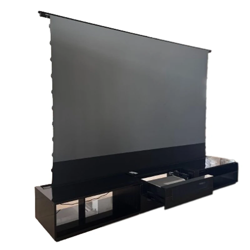 120inch ALR Floor Rising motorized screen Combo Automatic TV Cabinet for UST laser projector