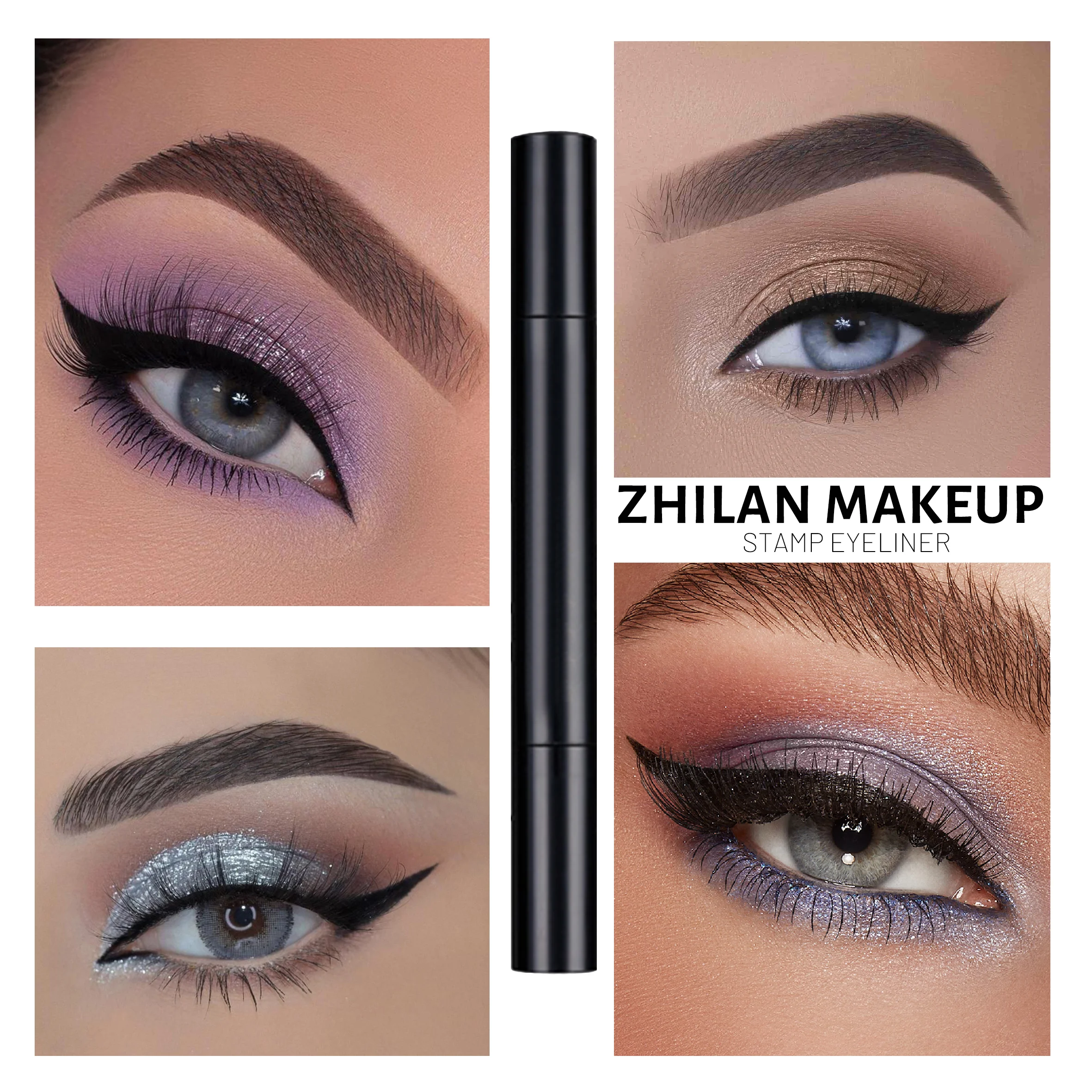 Cat Eye Waterproof Liquid Eyeliner Set 3.5g Pen Form Colorful Makeup Tools-Black Brown Purple Blue Lasting Features Eye Beauty