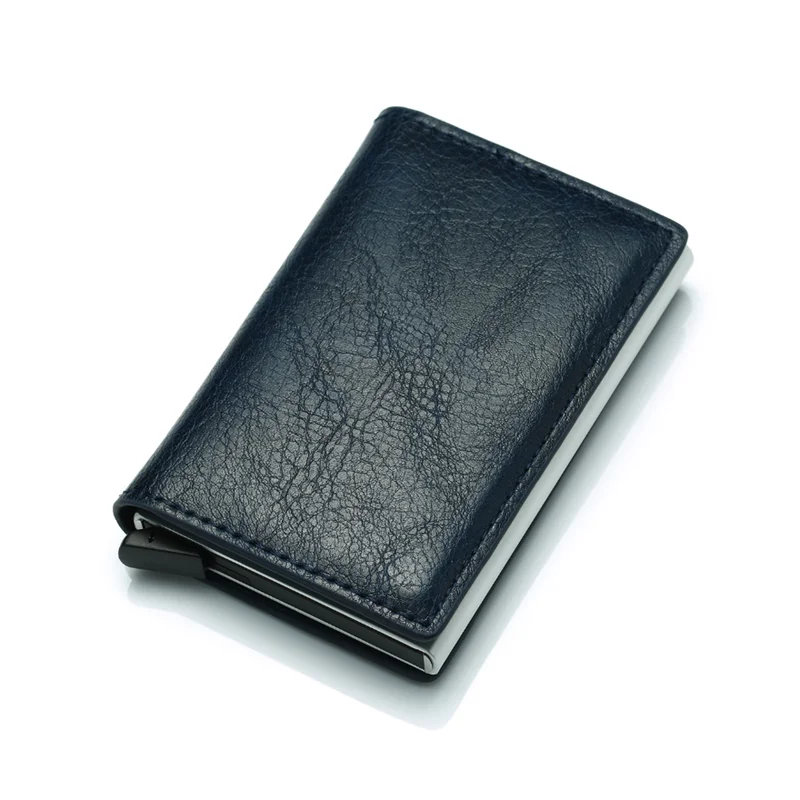RFID Blocking Aluminum Credit Cards Holder Purse With PU Leather Wallet European Style For Mens Business Gifts