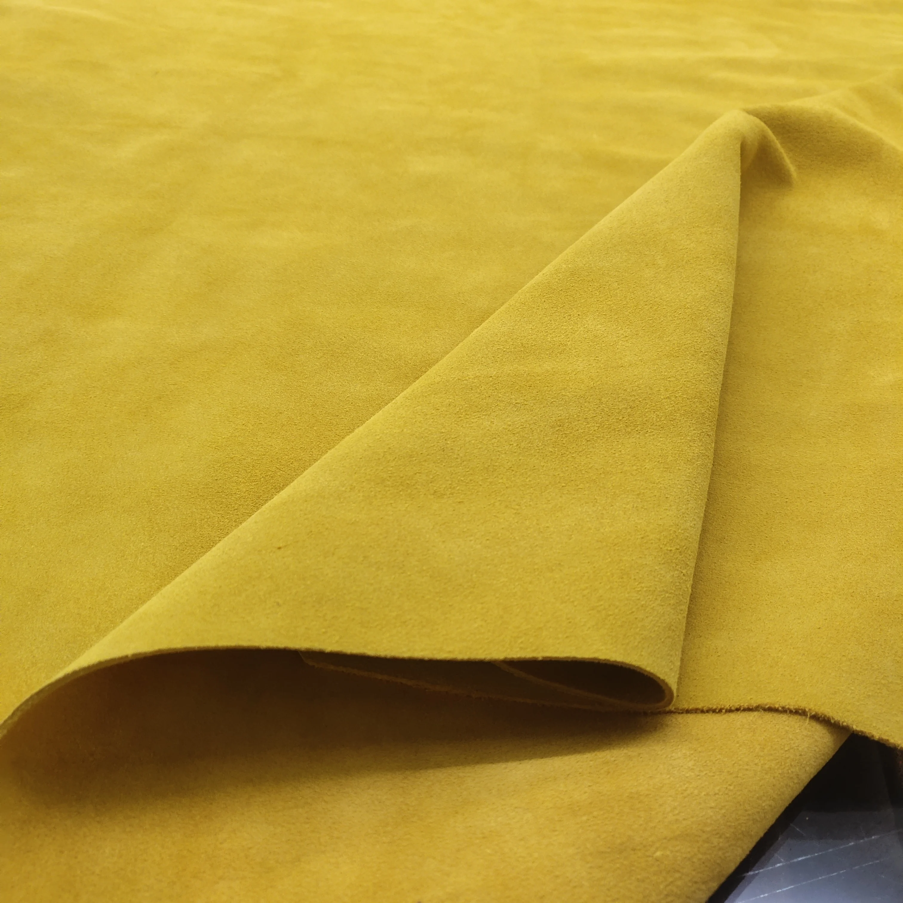 Yellow Split cow leather Genuine cow suede fabric for boot shoes bag