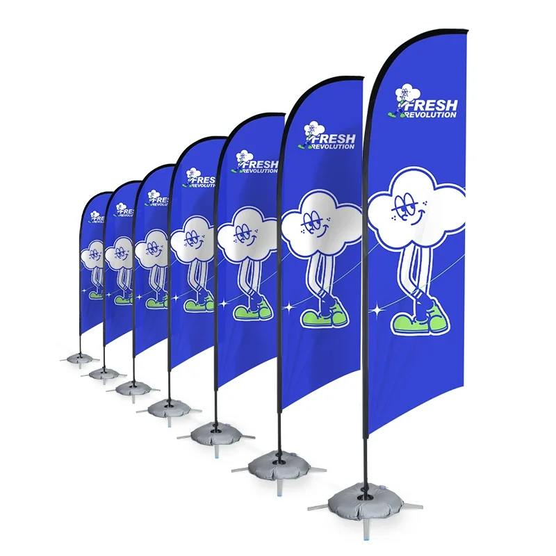 Outdoor Advertising Banner Stands Custom Logo Printing Polyester Pole Teardrop Bow Flex Flying Beach Feather Flag