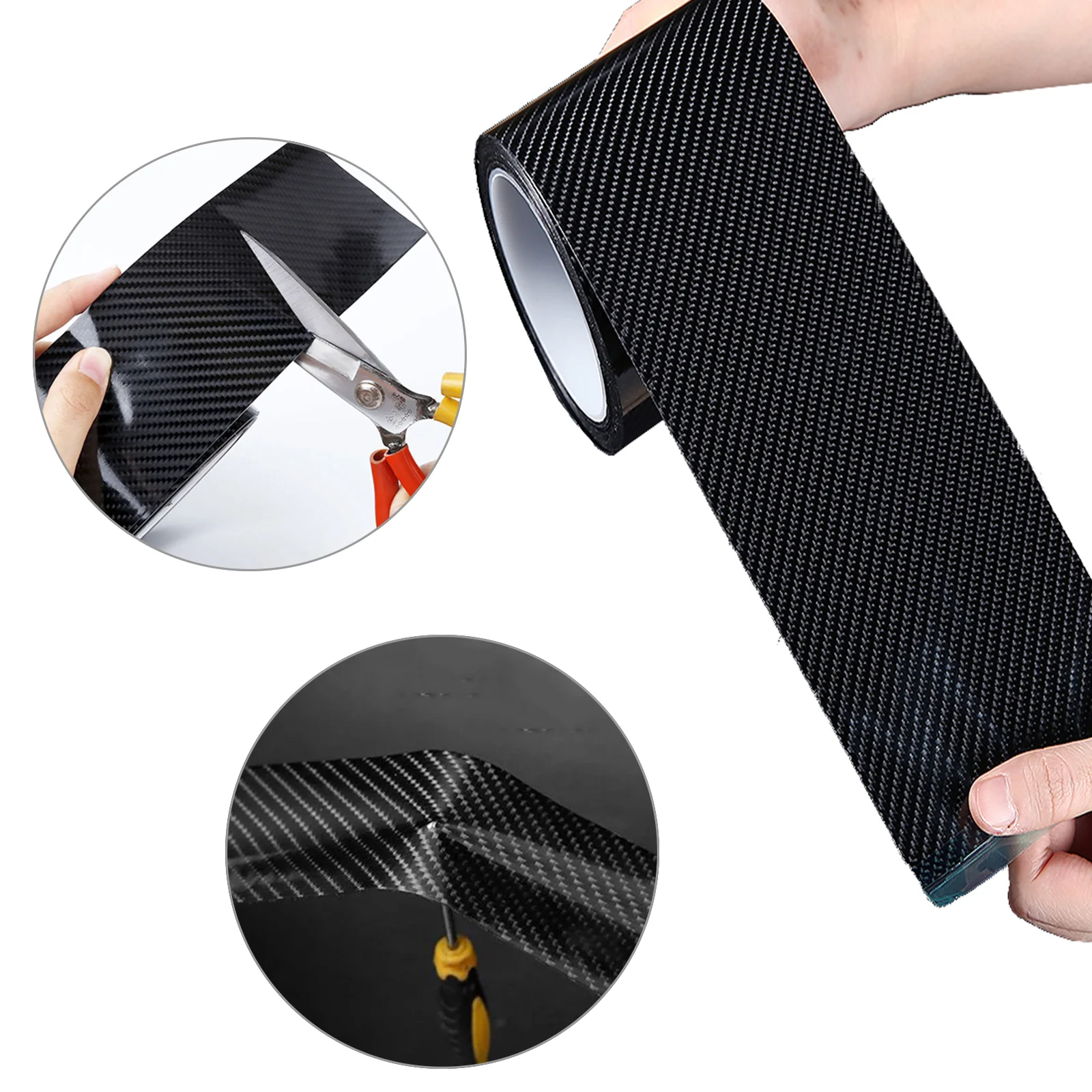 MANCAI 3/5/7/10m Auto Bumper Door Sill Protection Anti-stepping Car Decoration 3D Carbon Fiber Tape