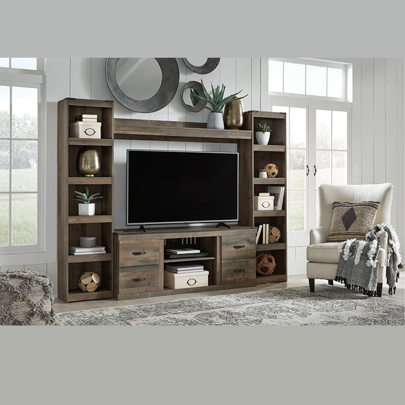 Kainice living furniture vintage classic design wall mounted hidden wooden laminate tv cabinet design with drawer