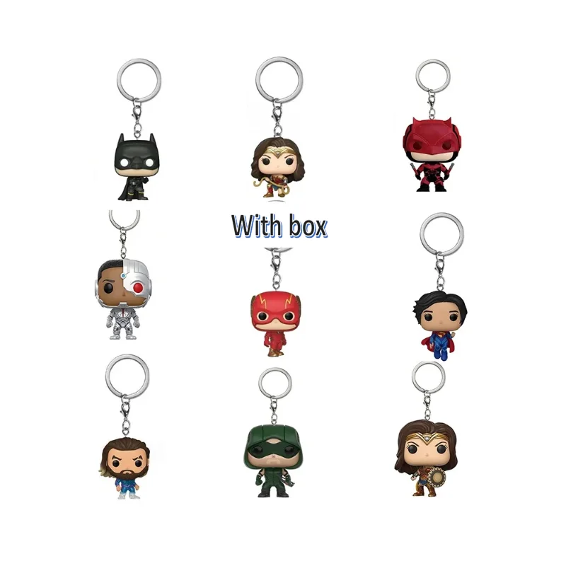14 Styles POPs Keychain Wonder Women Supermen the Flash Aquaman Arrow Daredevil Cyborg Batmen Action Figure Collection Toys 4cm